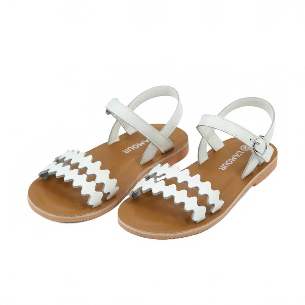 NEW L'AMOUR girl's eden scalloped sandals - toddler in white